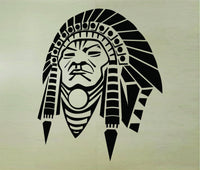 Indian Chief Head Wall Decal Sticker Mural Art Graphic Kid Boy Room