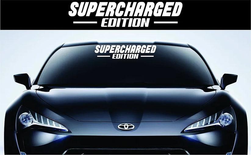 Supercharged Edition Extra Large Vinyl Windshield Banner Decal, Car Window Sticker