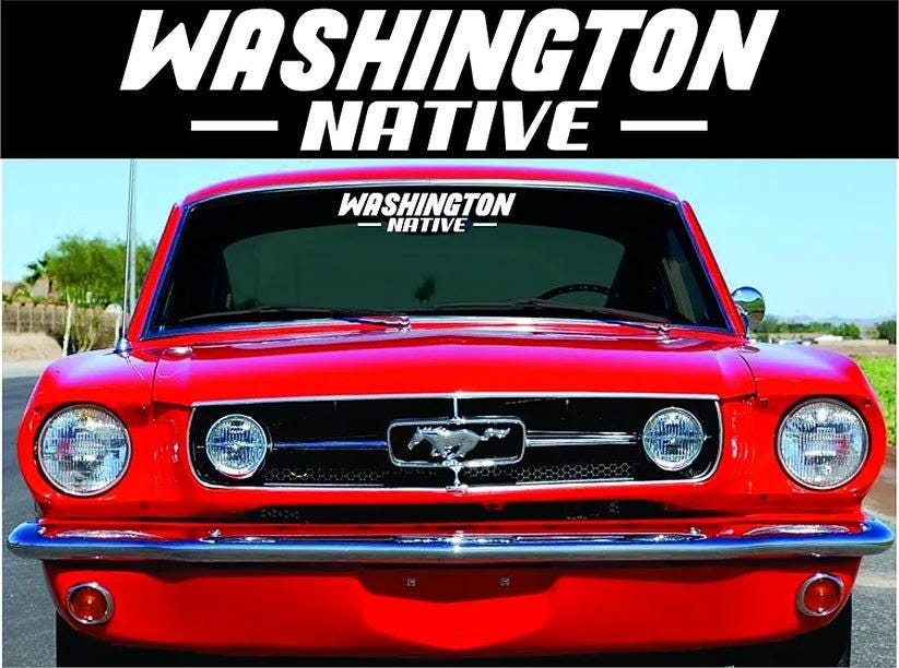 Washington Native Extra Large Vinyl Windshield Banner Decal, Car Window Sticker
