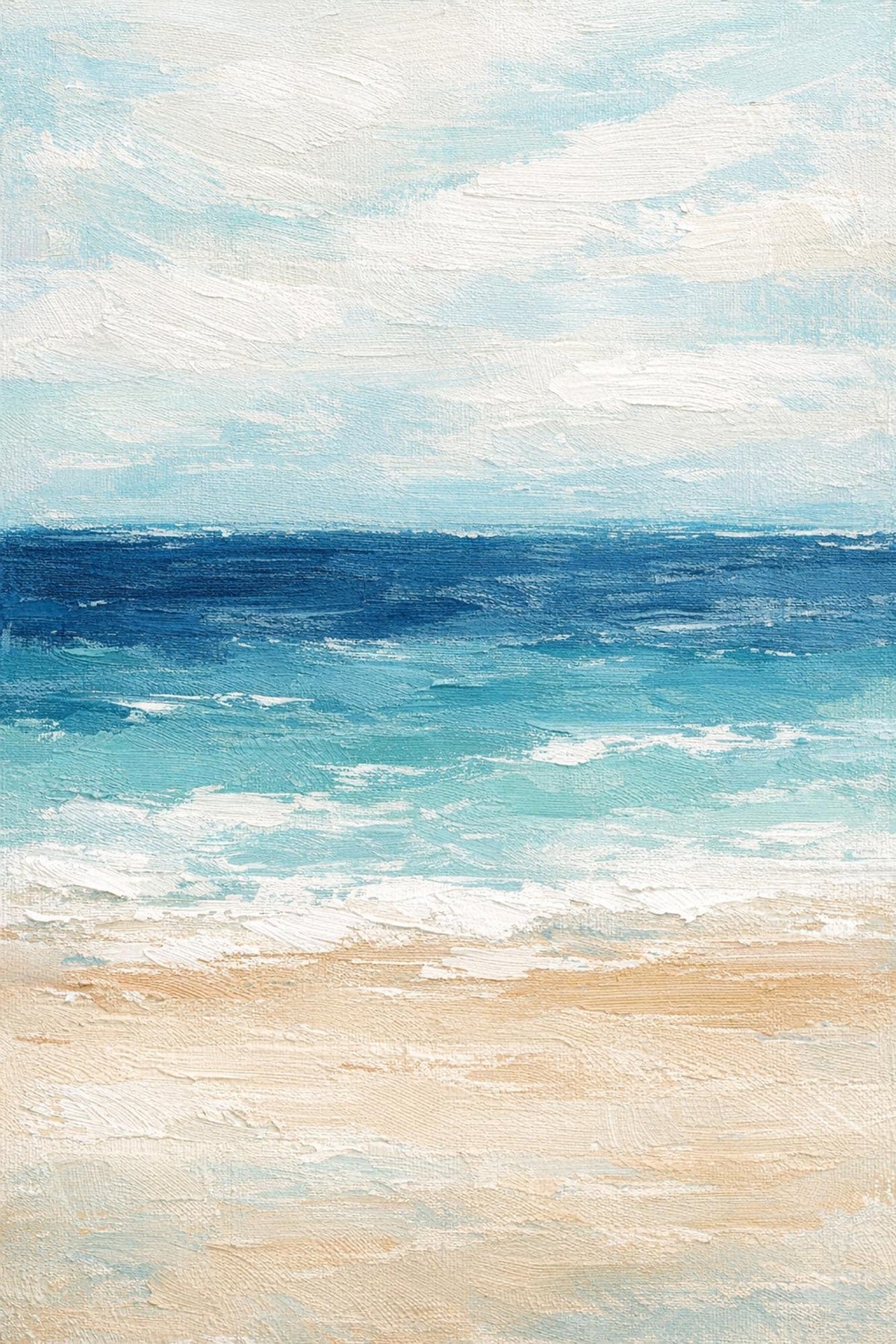 Abstract coastal bands canvas for bedroom / coastal, gallery-wrapped canvas wall art print by PortalPrintLab