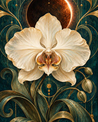 Orchid Eclipse Canvas Wall Art | Art Nouveau Botanical