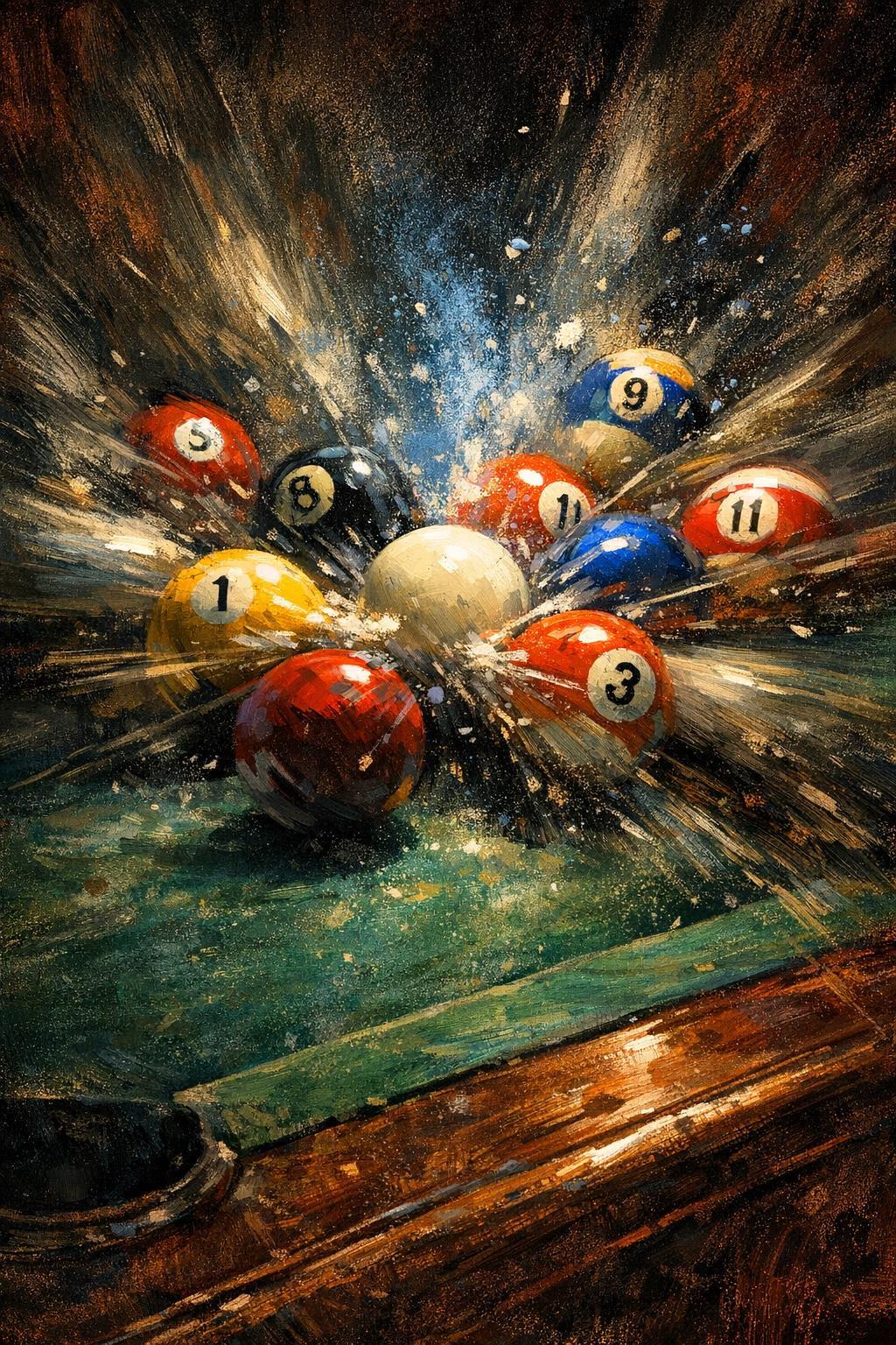 Dramatic Billiard Ball Break Canvas Wall Art, Energetic Game Room Decor, Gift for Pool Lovers