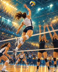 Volleyball Sky Spike Canvas Wall Art | Sports Decor | 16x20 or 24x36
