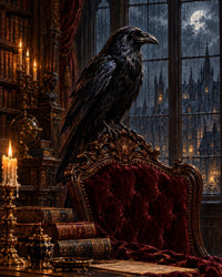 Raven At Midnight Canvas Wall Art | Gothic Decor | 16x20 or 24x36