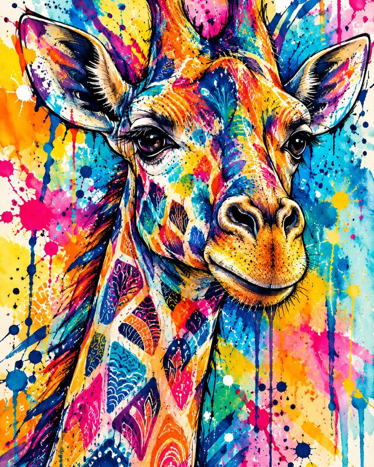 Wild Giraffe Canvas Wall Art | Animal Decor | 16x20 or 24x36