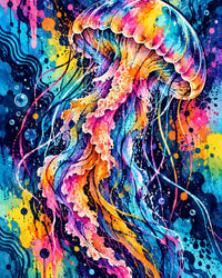 Neon Jellyfish Canvas Wall Art | Ocean Decor | 16x20 or 24x36