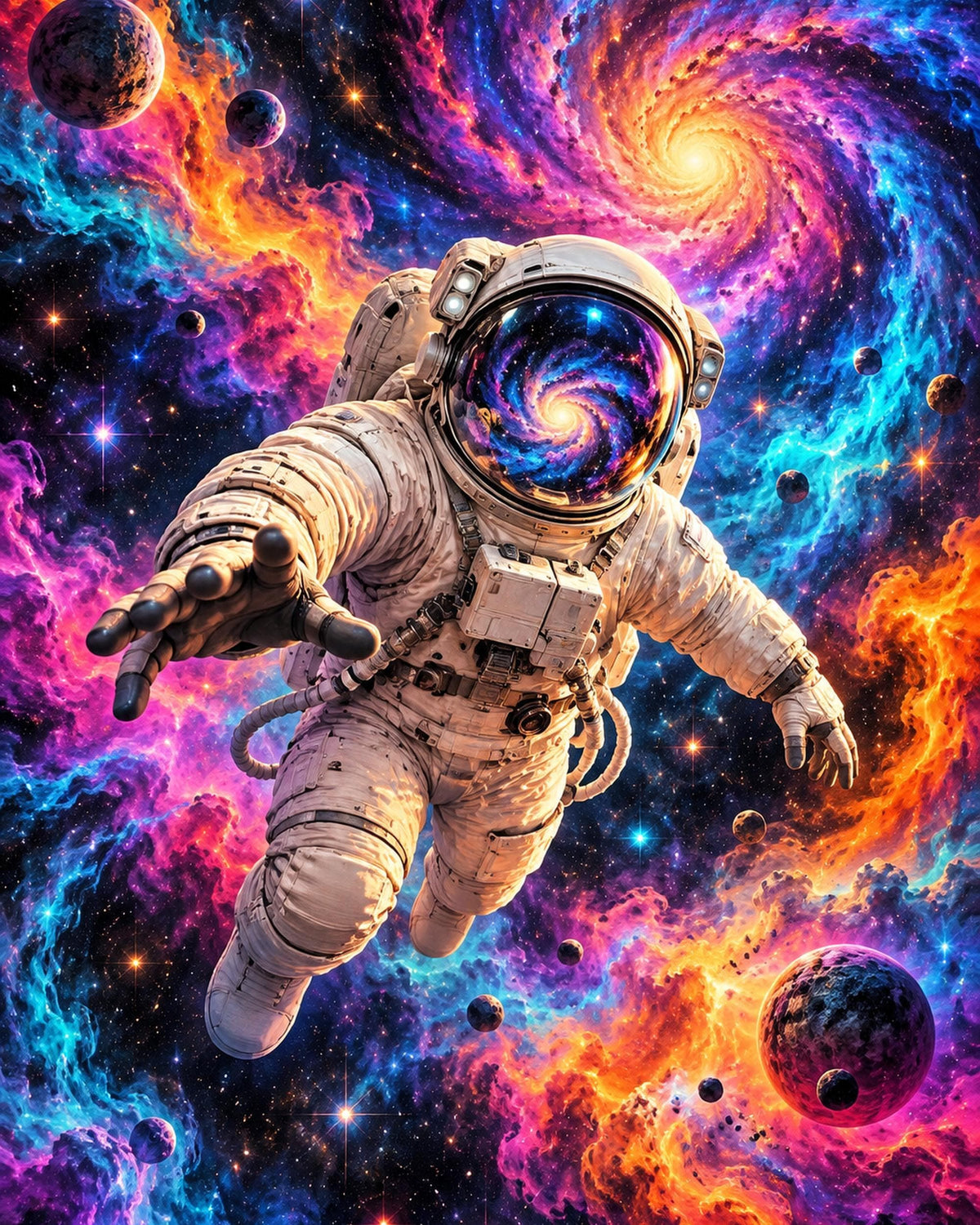 Galaxy Float Astronaut Canvas Wall Art | Cosmic astronaut Decor | 16x20 or 24x36