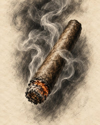 Charcoal Style Cigar Canvas Wall Art, Smoking Cigar Sketch, Neutral Study Decor, 16x20 or 24x36