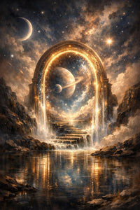 Celestial Portal Canvas Wall Art, Surreal Fantasy Decor, Mystical Celestial Artwork, Gallery Wrapped Canvas