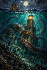 The Lantern Below Canvas Wall Art | Gothic Fantasy Painting | 16x20 or 24x36