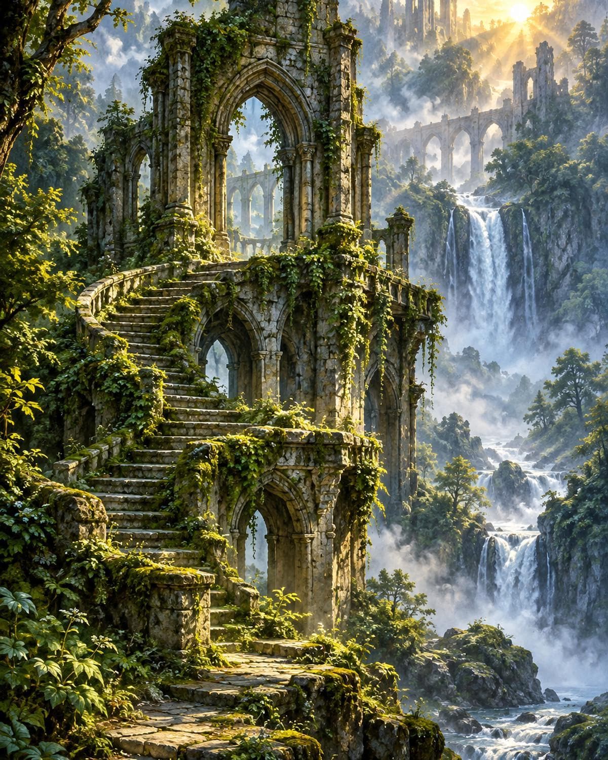 Misty Ruins Canvas Wall Art | Modern Decor | 16x20 or 24x36