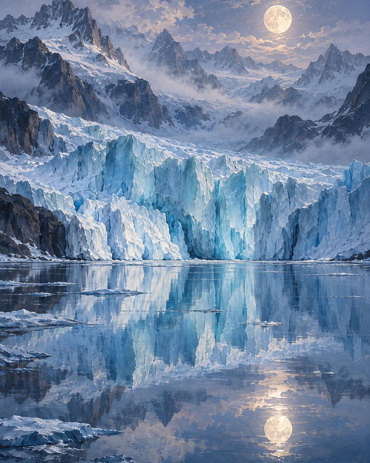 Blue Glacier Silence Canvas Wall Art | Modern Decor | 16x20 or 24x36