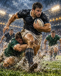 Rugby Breakthrough Canvas Wall Art | Sports Decor | 16x20 or 24x36